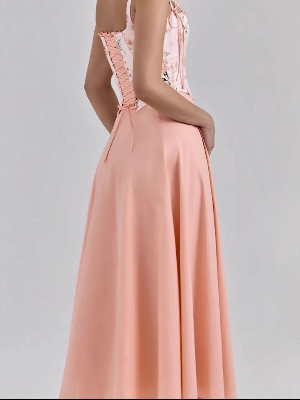 House of CB Seren Floral Corset Maxi Dress Pink Like New - Picture 3 of 5